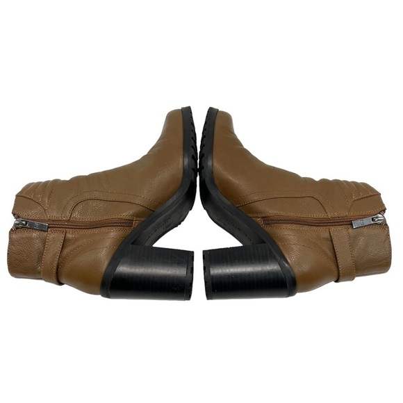 H by Halston Cara Leather Camel Block Heel Lug Sole Booties Womens 8 - Picture 8 of 13